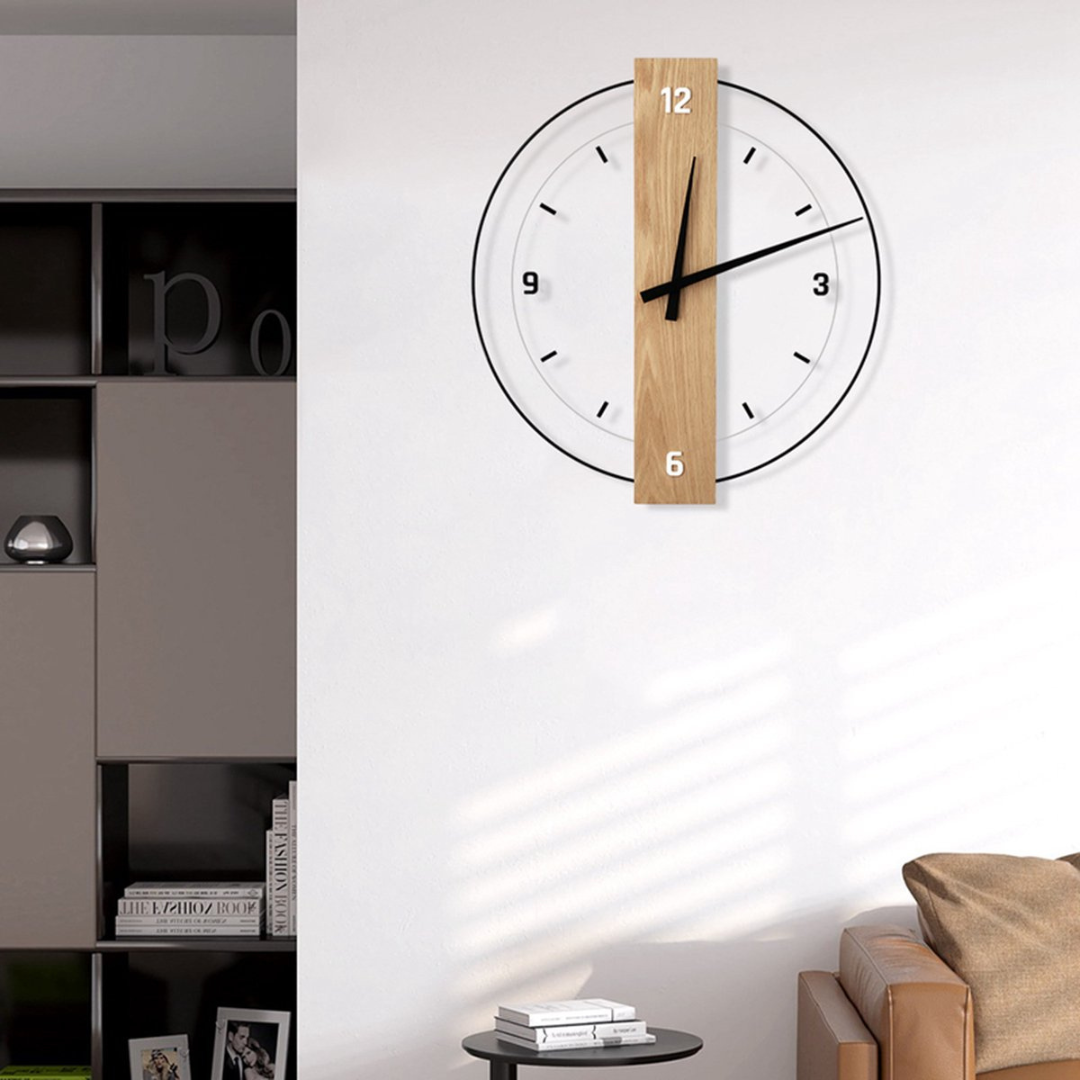 Large Quiet Wooden Wall Clock for Living Room Decor
