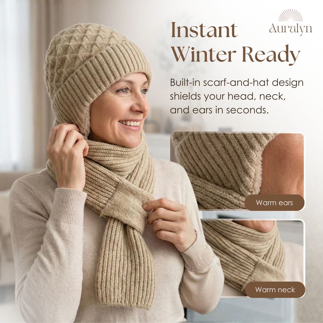 Auralyn™ – Women's Fleece-lined Knitted Hat Scarf (30% Off)