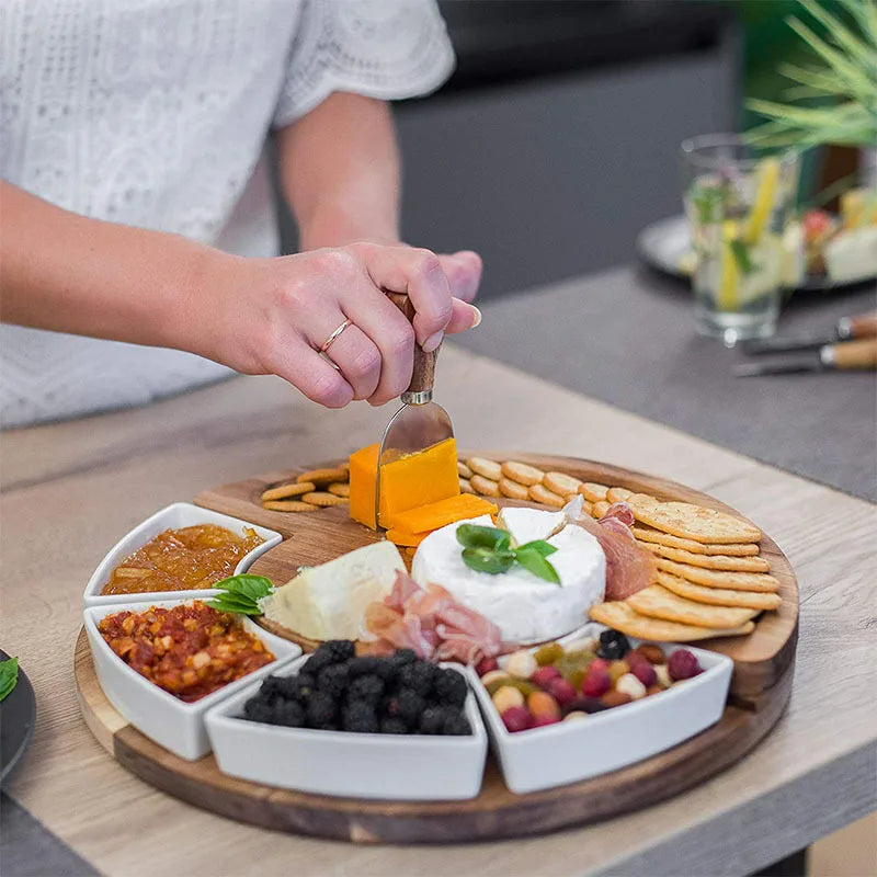 LuxeServe - Acacia Cheese Board & Knife Set