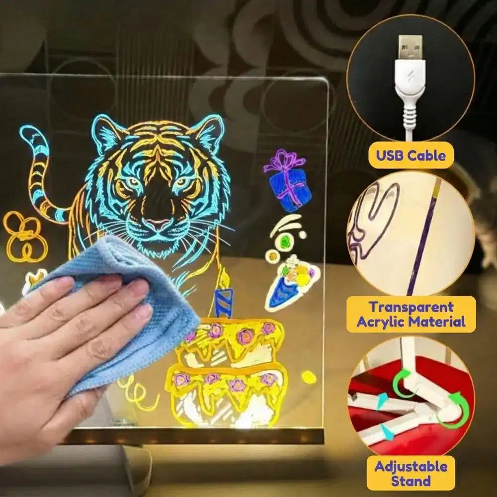 GlowPad - Reusable LED Drawing Board with Instant Erase Technology