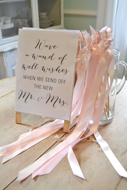 Boho Blush Pink Wedding Ribbon Wands