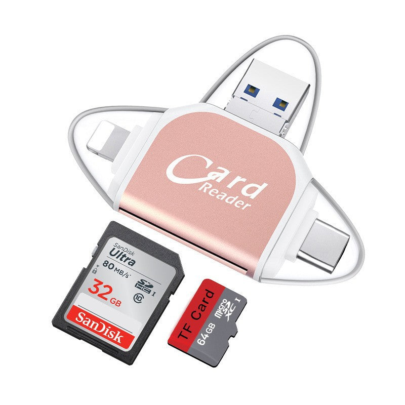 High-Speed 4-in-1 Card Adapter for Charging and Data Transfer – Compatible with Phones, Tablets, Laptops