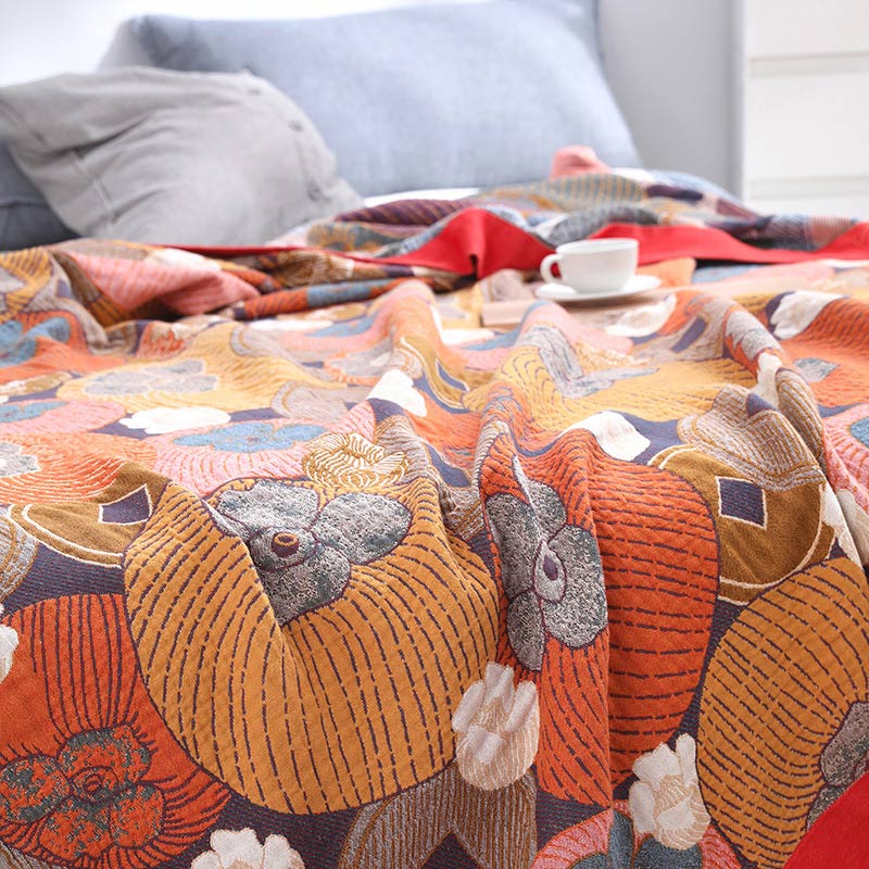 Ownkoti Colorful Persimmon Cotton Gauze Reversible Quilt - image 6