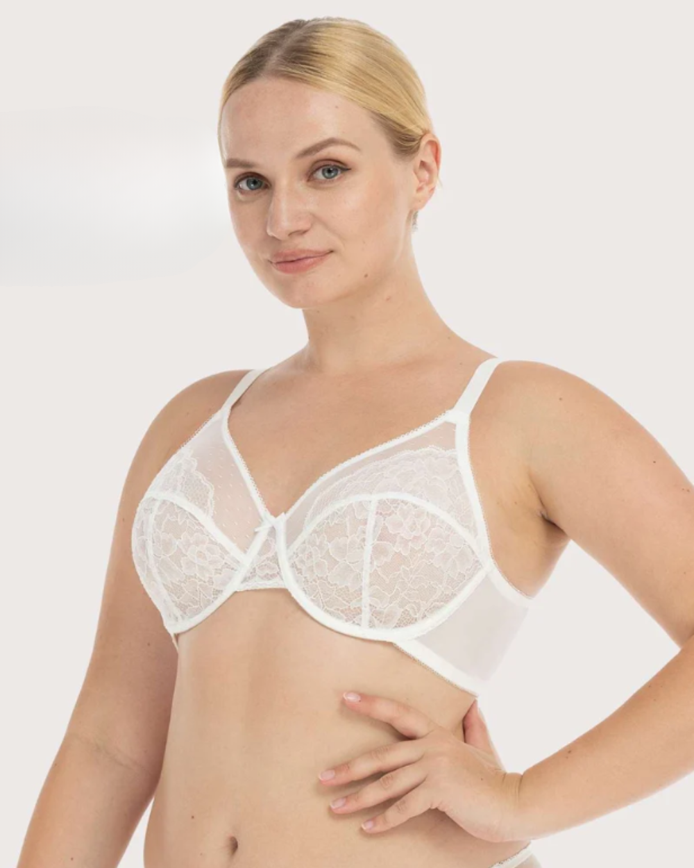 CurveLuxe — Lace Support Bra with Adjustable Straps