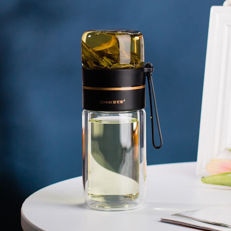Insulated Reusable Water Bottle with Built-in Tea Infuser for Hot & Cold Beverages