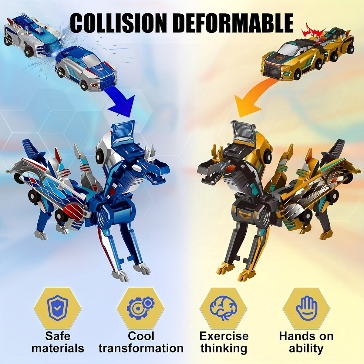 2-in-1 Transforming Race Car Dinosaur Automatic Transforming Toy