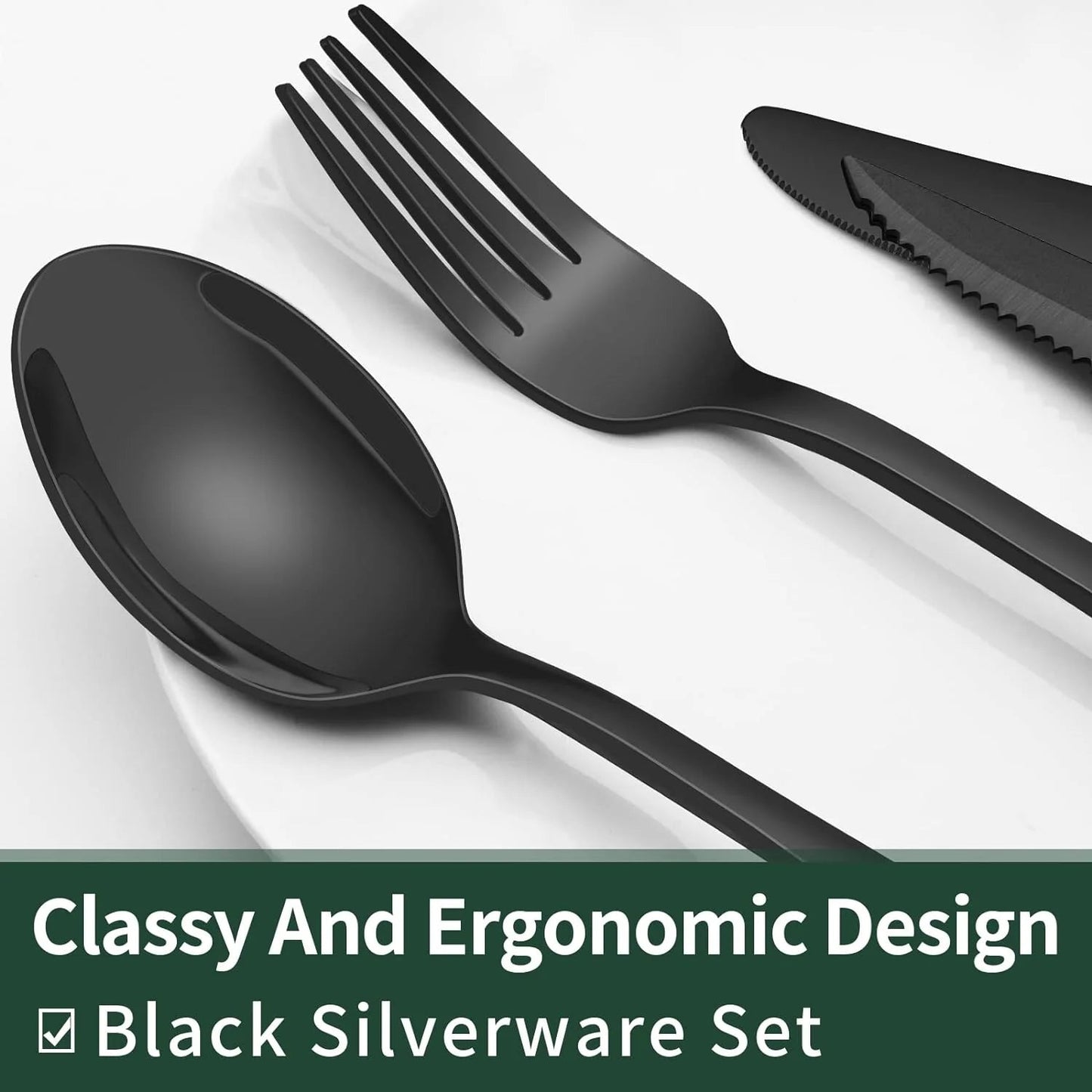 Matte Black Tableware Set - Elegant Organization for Every Dinner