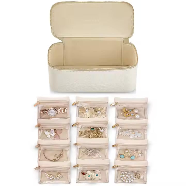 Jewelry Organizer Case | Detachable Velvet Pouch | Display Window | TravelGlam