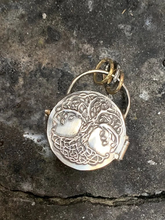 Recycled Silver Locket Pendant with Clear Quartz for Sacred Intentions