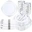 Nervure 350Pcs Gold Plastic Plates, Disposable Dinnerware Set for 50 Guests | 100 White Disposable Plates, 50 Pre Rolled Silverware Set, 50 10oz Cups, Perfect for Wedding, Party, Back to School, BPA-free