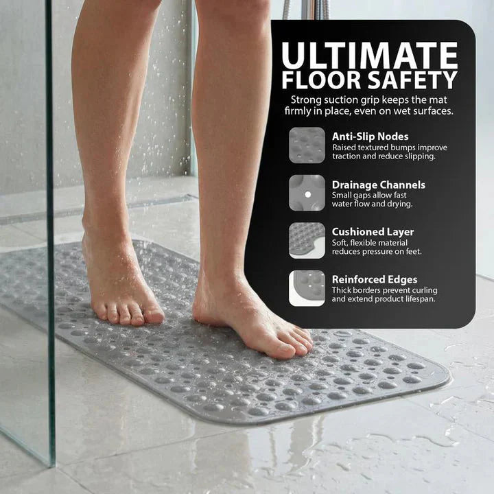 Non-skid Bath Mat | Raised Texture | Quick Water Flow | SafeStep