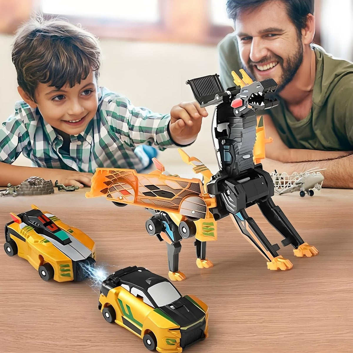 2-in-1 Transforming Race Car Dinosaur Automatic Transforming Toy