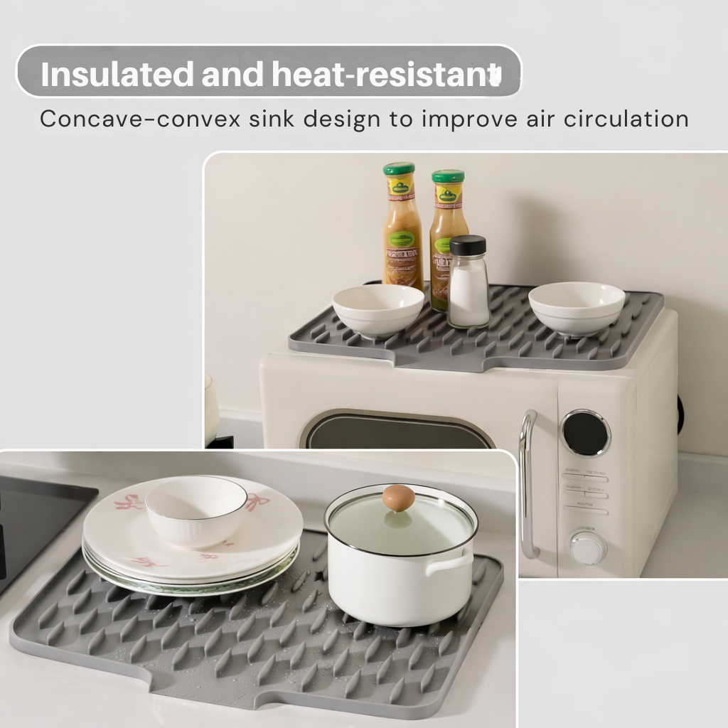 Drip Drying Mat | Dries Quicker Without Pools | Slanted, Heat Resistant | DrainMat