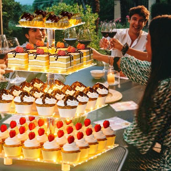 LED Cupcake Stand / Elegant Acrylic Display Tower for Birthdays, Weddings & Events - Lasercutwraps Shop