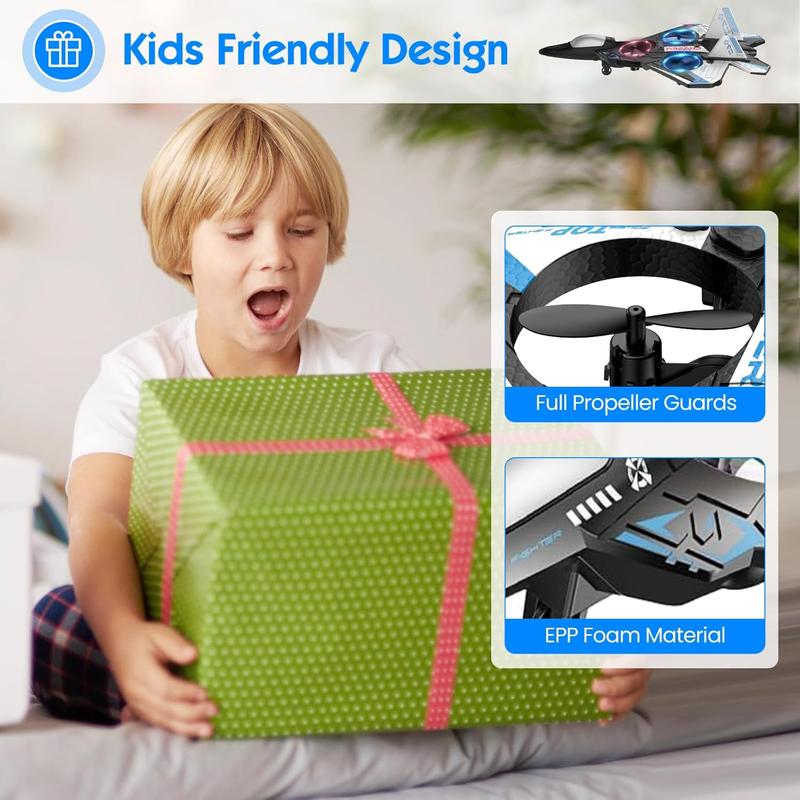 Kids RC flying toy, durable EVA foam fighter jet with multiple flying modes