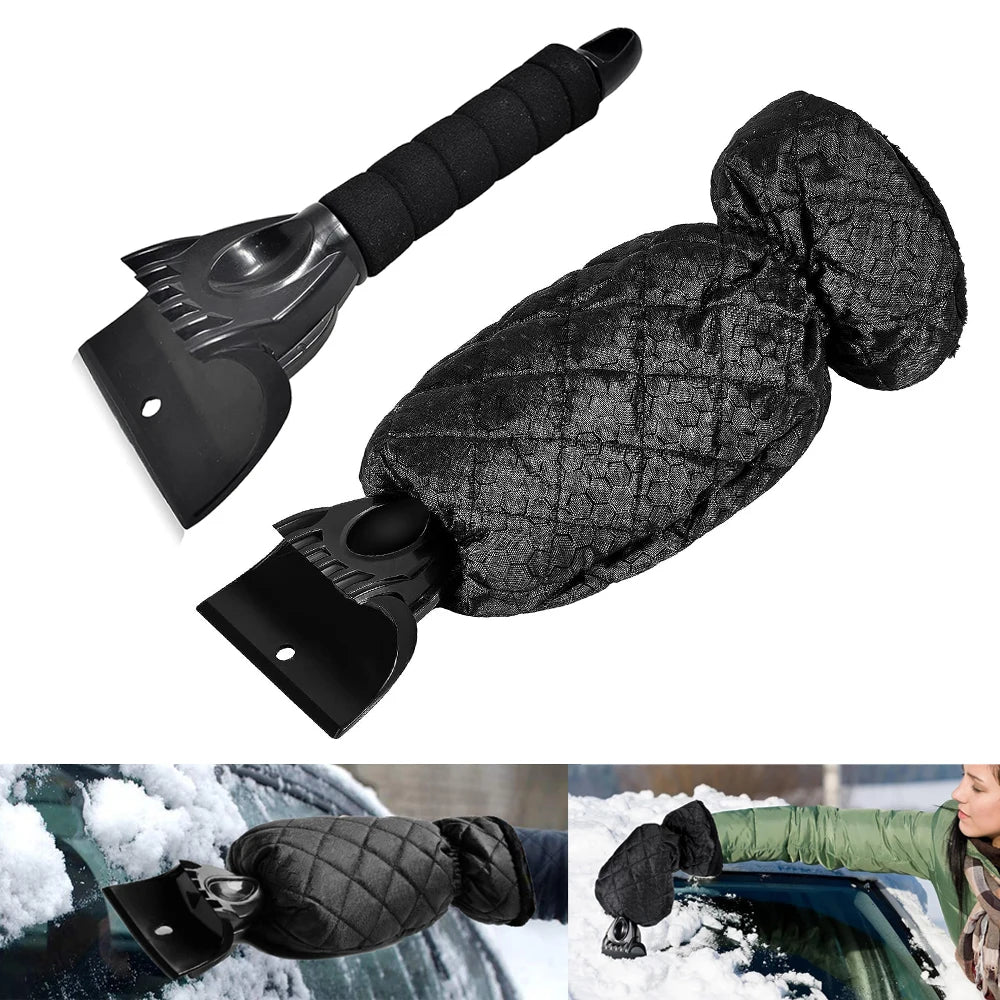 Ice Scraper with Built-in Fleece Glove – Winter Warmth, Scratch-Free Use