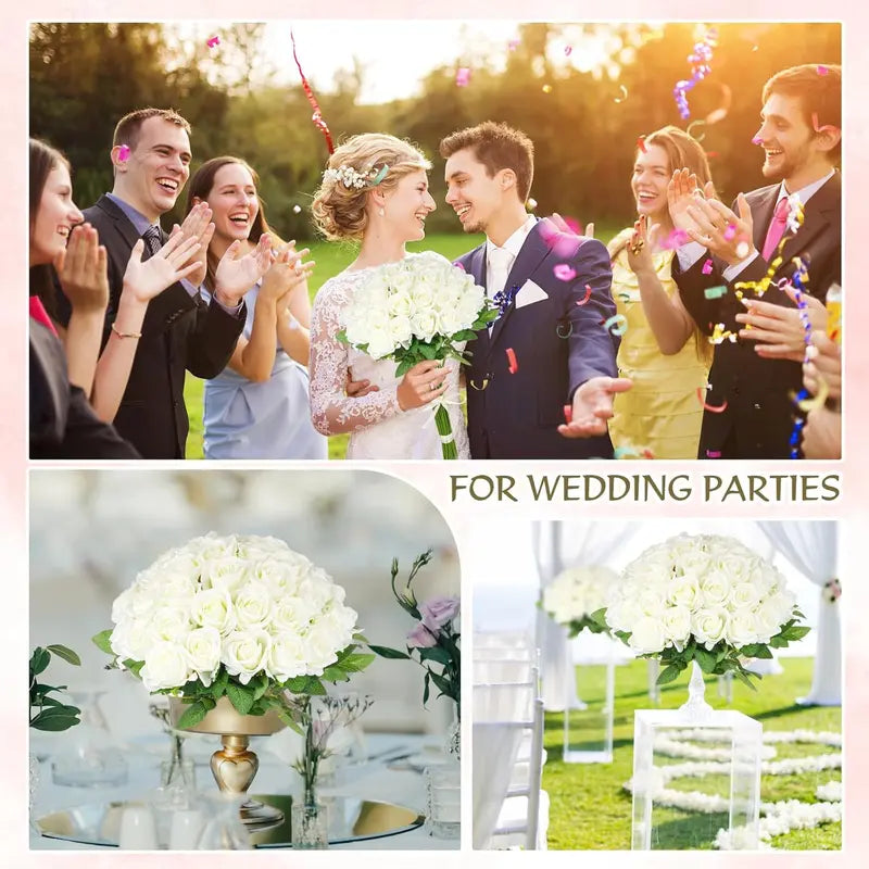 48 Realistic Silk Flower Bouquet for Home & Wedding Decor