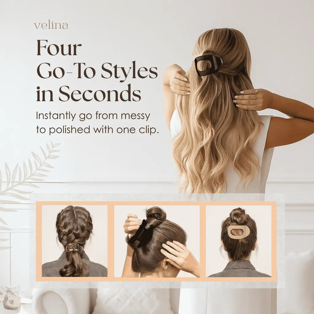 Women's Flat Hair Clips Set of 4 for Comfort & Styling