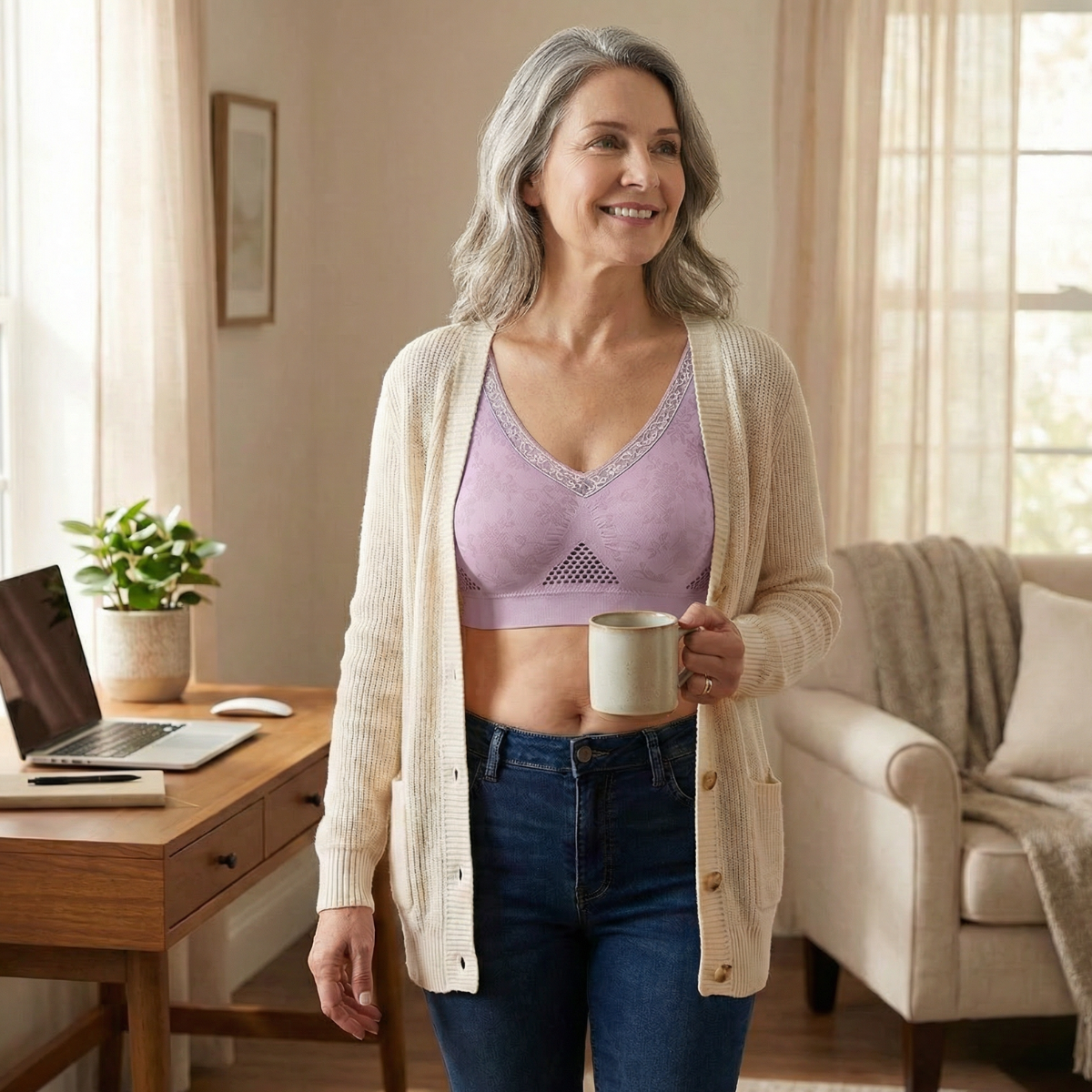 Aireya™ – Wireless Cotton Comfort Bra with Breathable Mesh