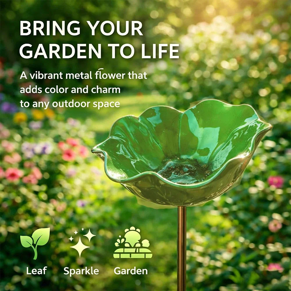 Briarcroft – Handcrafted Metal Poppy Garden Stake with Bird Bath Bowl + 50% OFF