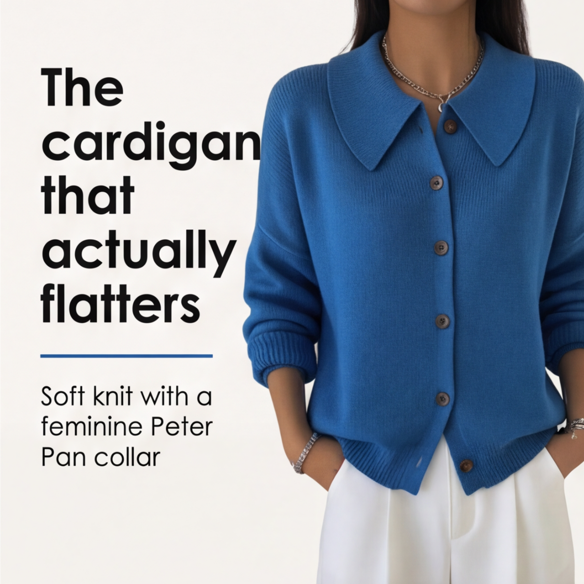 Collete™- Soft Knit Cardigan With Peter Pan Collar