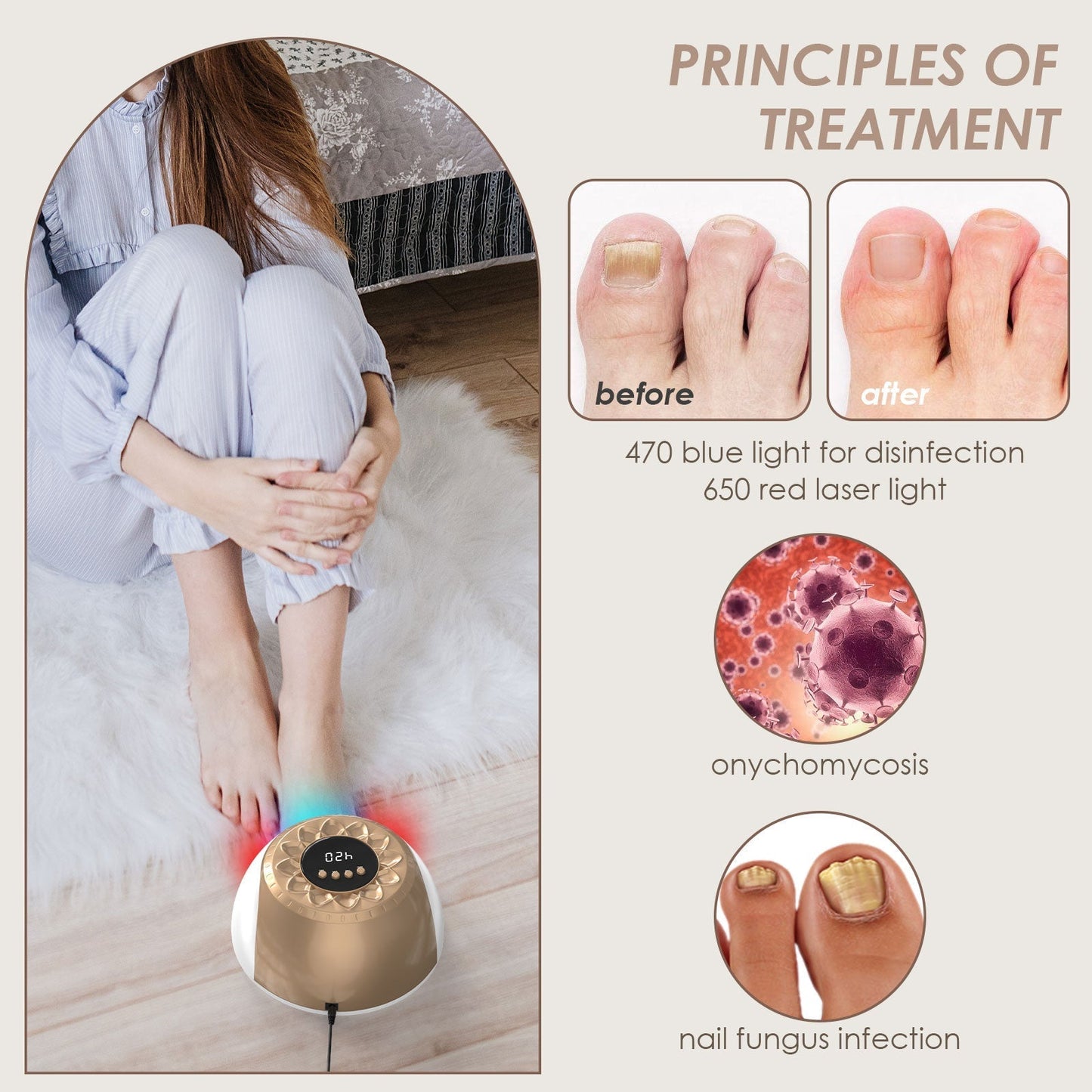 Device for Treating Toenail Fungus with Gold Light Technology