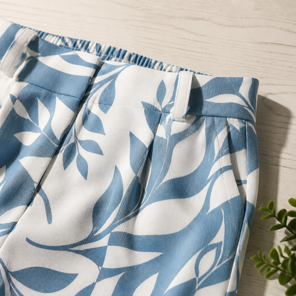 BellaLuxe™ – Breezy Botanical-Print Tee & Shorts Two-Piece Set