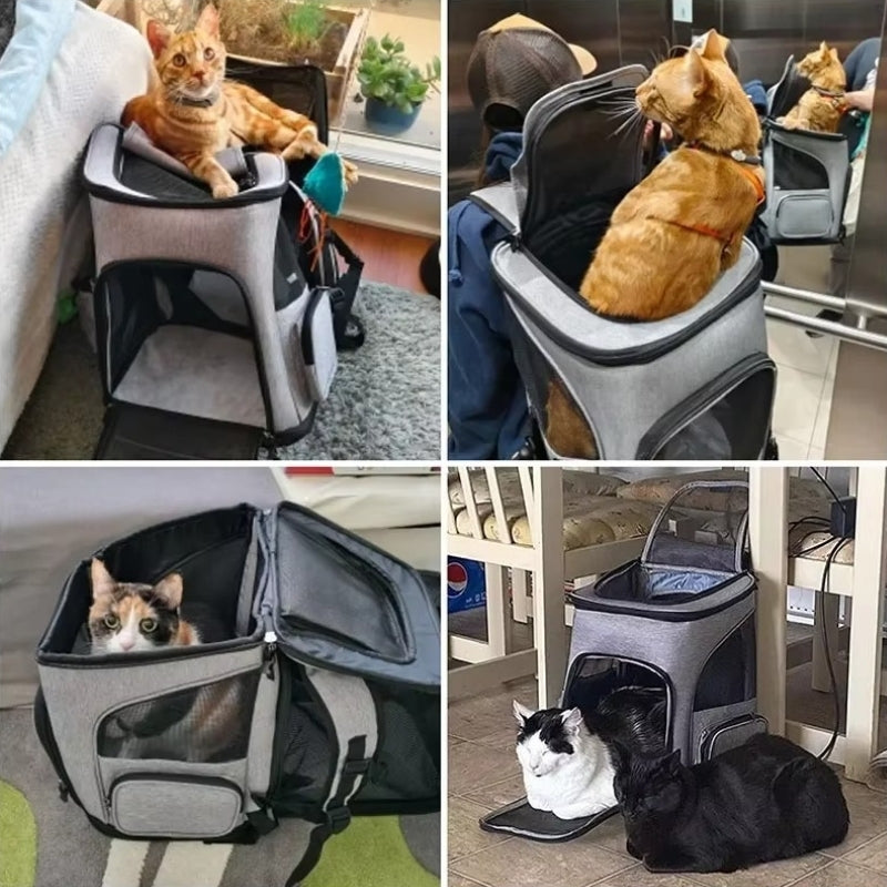 Breathable Foldable Pet Backpack Carrier for Dogs and Cats – Expandable