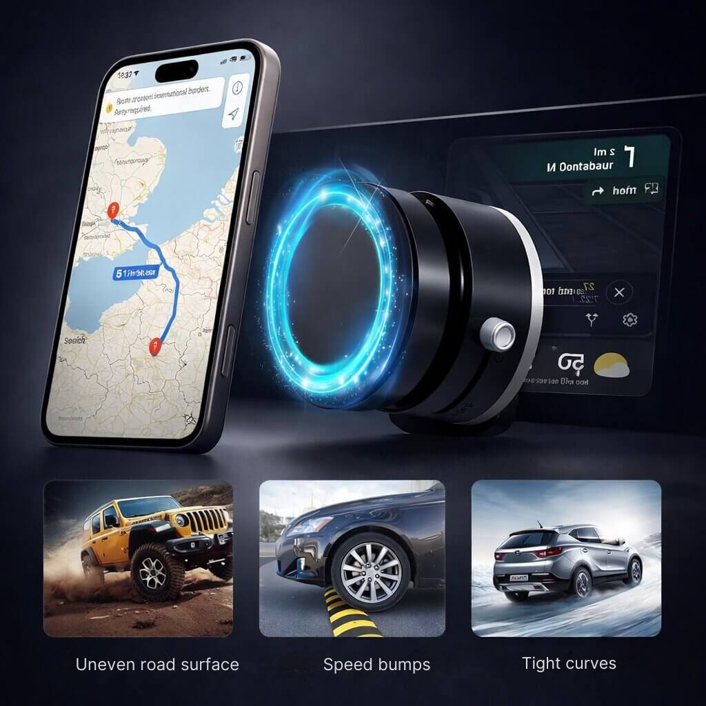Car Phone Mount with Suction Base | Magnetic Hold | Flexible, Rotatable and Foldable | Magnevo