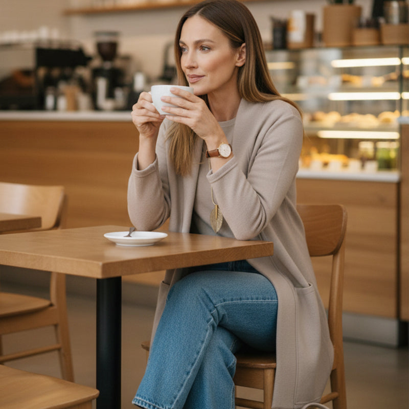 GlideFlex™ – Elegant Three-Piece Knit Set with Longline Cardigan
