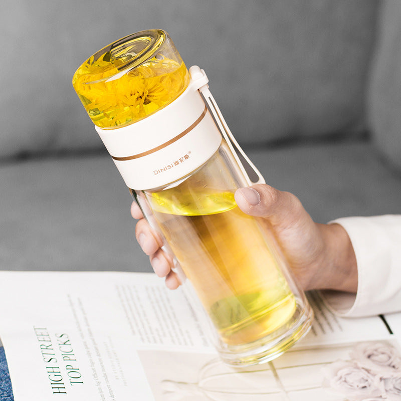 Insulated Reusable Water Bottle with Built-in Tea Infuser for Hot & Cold Beverages