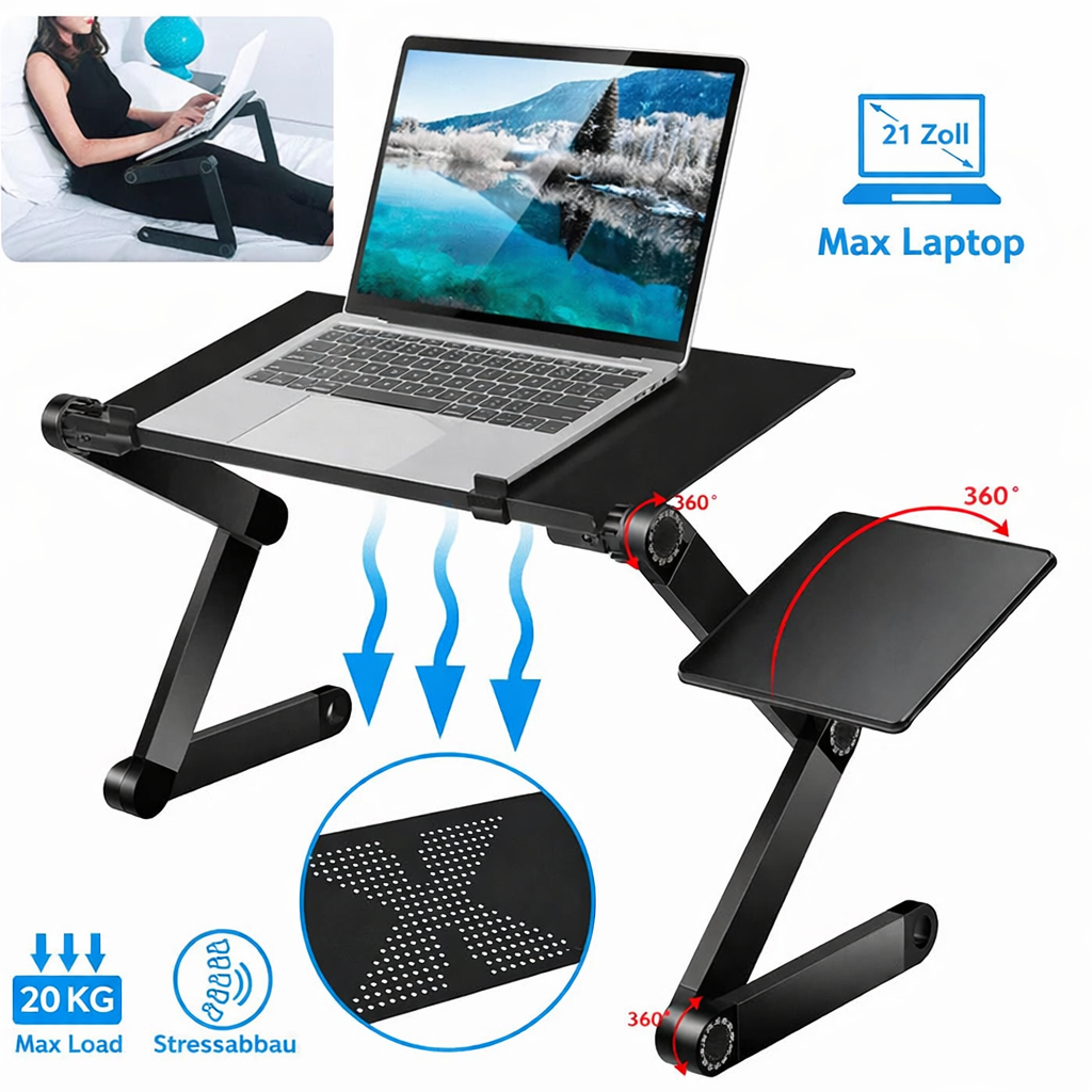 Laptop Riser | Adjustable Height & 360° Rotation | Promotes Healthy Posture | FlexStand 360