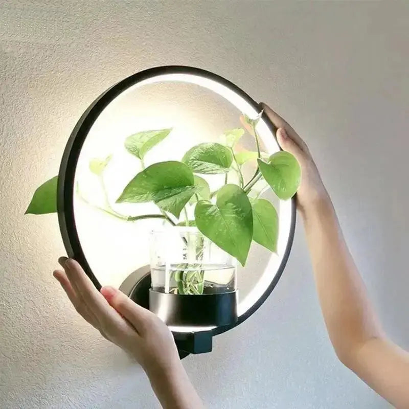 LED Wall Plant Light with Glass Vase | Warm Ambient Light | Decorative Wall Feature | GlowPlant