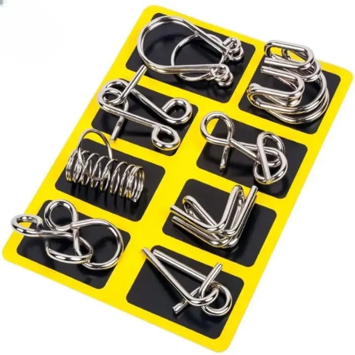 Interlocking Metal Puzzle Collection — Ideal for Christmas & Game Nights 8-Piece Set