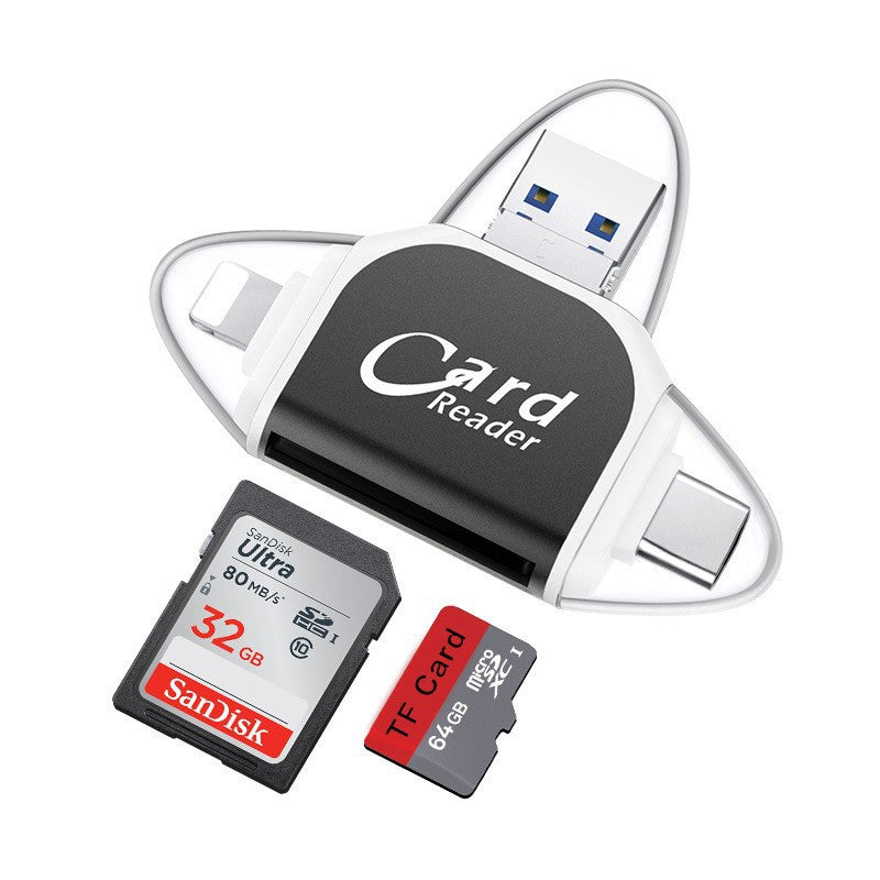 High-Speed 4-in-1 Card Adapter for Charging and Data Transfer – Compatible with Phones, Tablets, Laptops