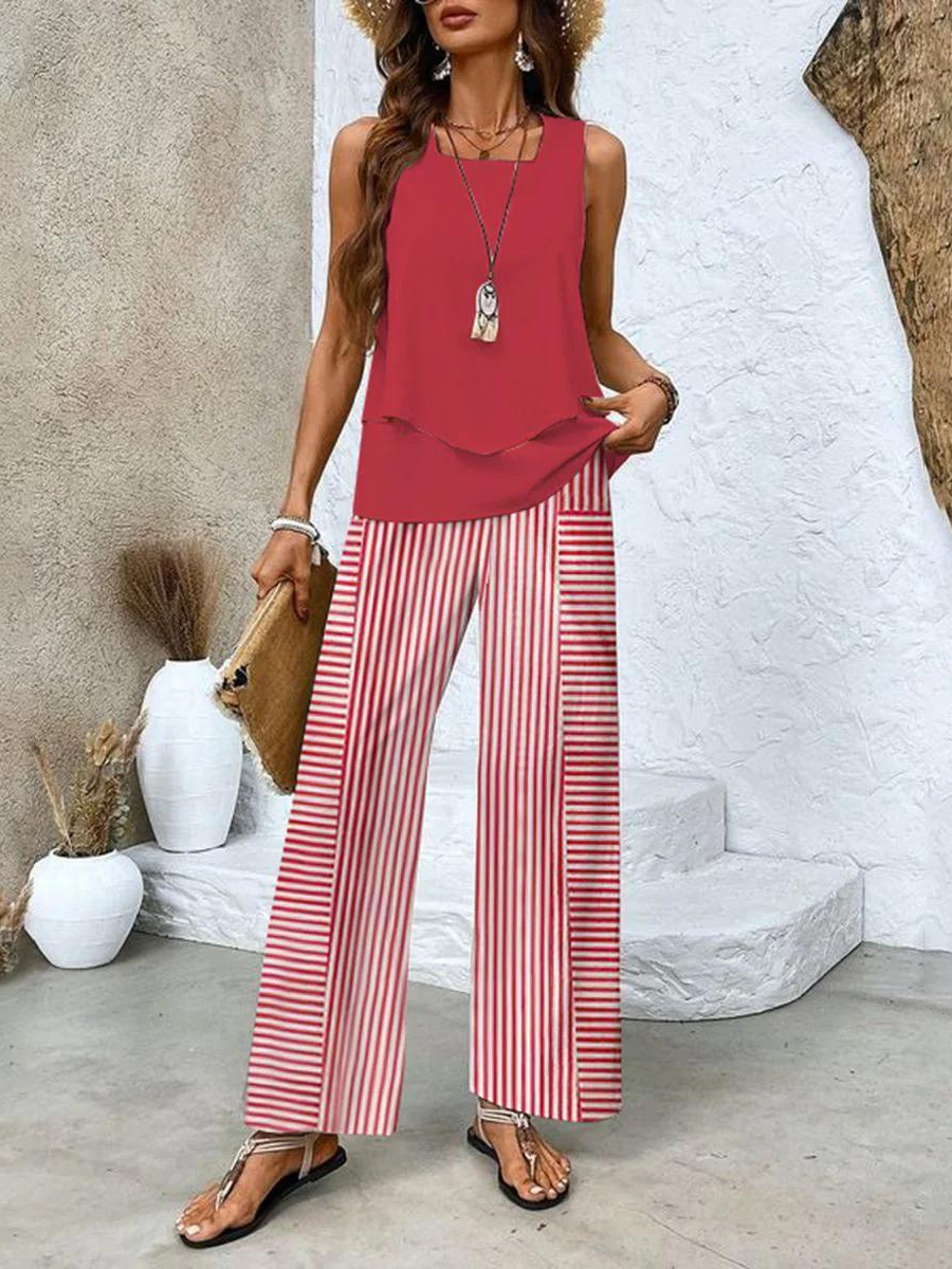 Victoria Women’s - Two-Piece Summer Outfit with Sleeveless Top