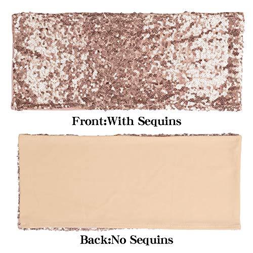 Pack of 50 Stretch Sequin Chair Sashes Chair Bands One-Sided Sequins Decor for Hotel Wedding Reception Party Event Chair Cover Decoration 4"x16" - If you say i do