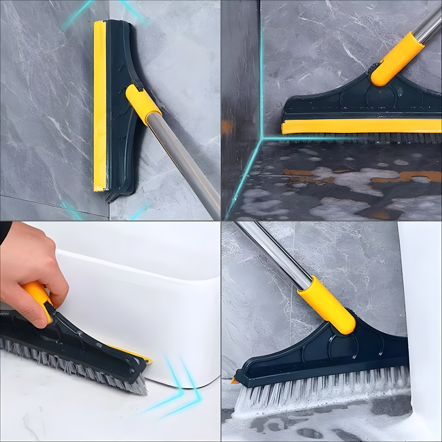 Multi-Surface Cleaning Brush with Long Handle for Floors & Tiles