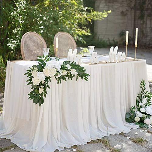 2 Packs Artificial Eucalyptus Garland with Willow Vines Twigs Leaves Silk White Rose, Rose Vine Eucalyptus Strands with Faux Silver Dollar for Wedding Party Garden Decoration - Lasercutwraps Shop