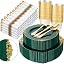 Nervure 350Pcs Gold Plastic Plates, Disposable Dinnerware Set for 50 Guests | 100 White Disposable Plates, 50 Pre Rolled Silverware Set, 50 10oz Cups, Perfect for Wedding, Party, Back to School, BPA-free