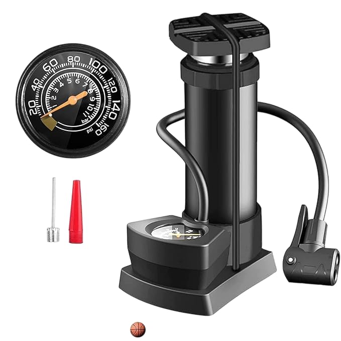 Compact Foot Pump with High Pressure & Pressure Gauge
