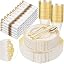 Nervure 350Pcs Gold Plastic Plates, Disposable Dinnerware Set for 50 Guests | 100 White Disposable Plates, 50 Pre Rolled Silverware Set, 50 10oz Cups, Perfect for Wedding, Party, Back to School, BPA-free