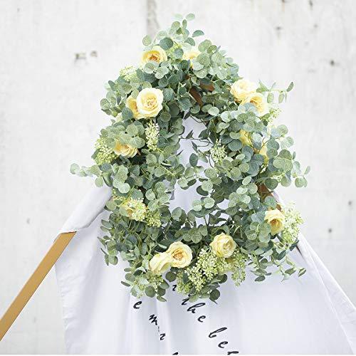 5 pcs 6.5ft Seeded Eucalyptus Garland with Yellow Flowers for Party Wedding Table Decor - If you say i do