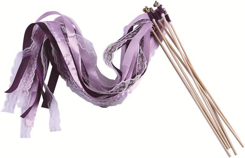 Lace Ribbon Stick Wands Christmas Birthday Party Streamers Wands Fairy Stick for Wedding