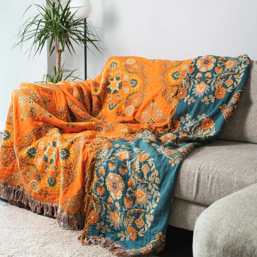Vintage Throw Blanket Flower Sofa Cover