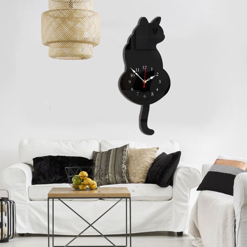 Cat Motion Wall Clock with Moving Tail Feature