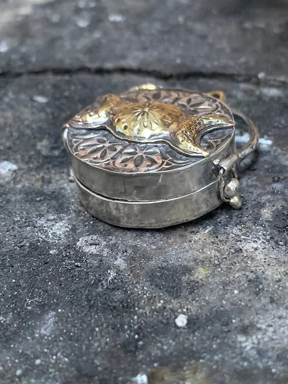 Recycled Silver Locket Pendant with Clear Quartz for Sacred Intentions