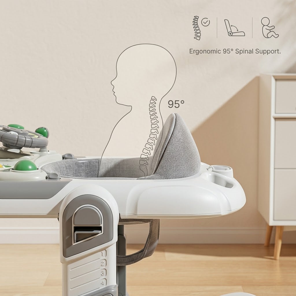 Foldable Baby Walker Anti-Rollover Music | The Glide-Safe Pilot