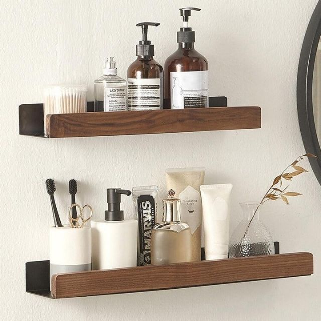 WoodHaven - Rustic Wooden Bathroom Shelf