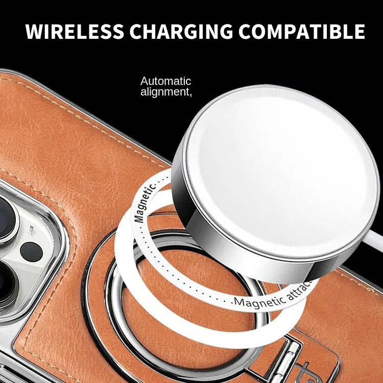 iPhone LuxeLeather Metal Stand Case